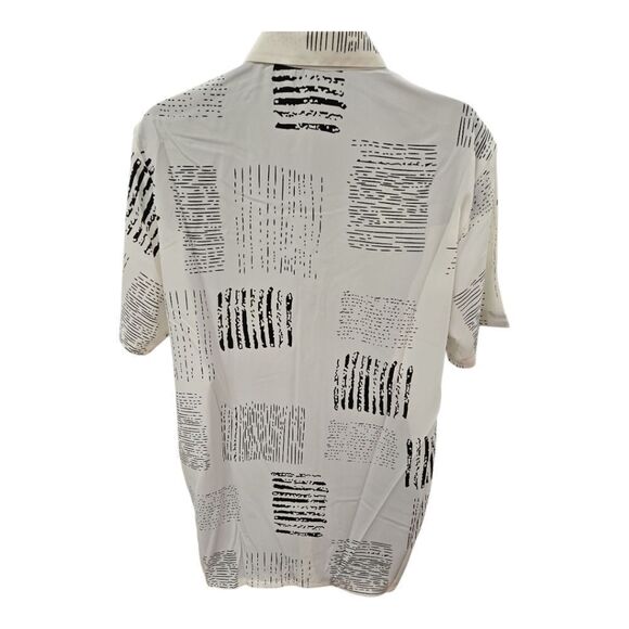 BAGAZIO MEN'S PURE WHITE/BLACK SHORT SLEEVE FASHION ABSTRACT SHIRT.BM2303. - Picture 3 of 9